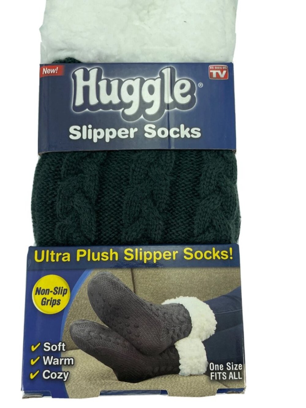Huggle Slipper Socks Black Cable Knit NWT